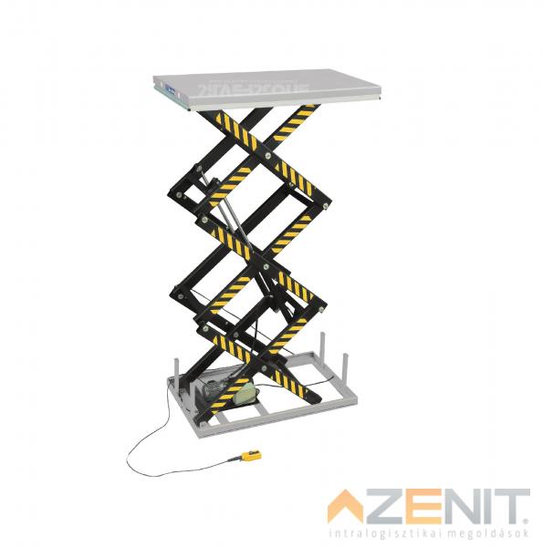 Statikus hidraulikus emelőasztal 1000 kg teherbírással 3000 mm emelési magassággal (platform méret 1700×1000 mm)